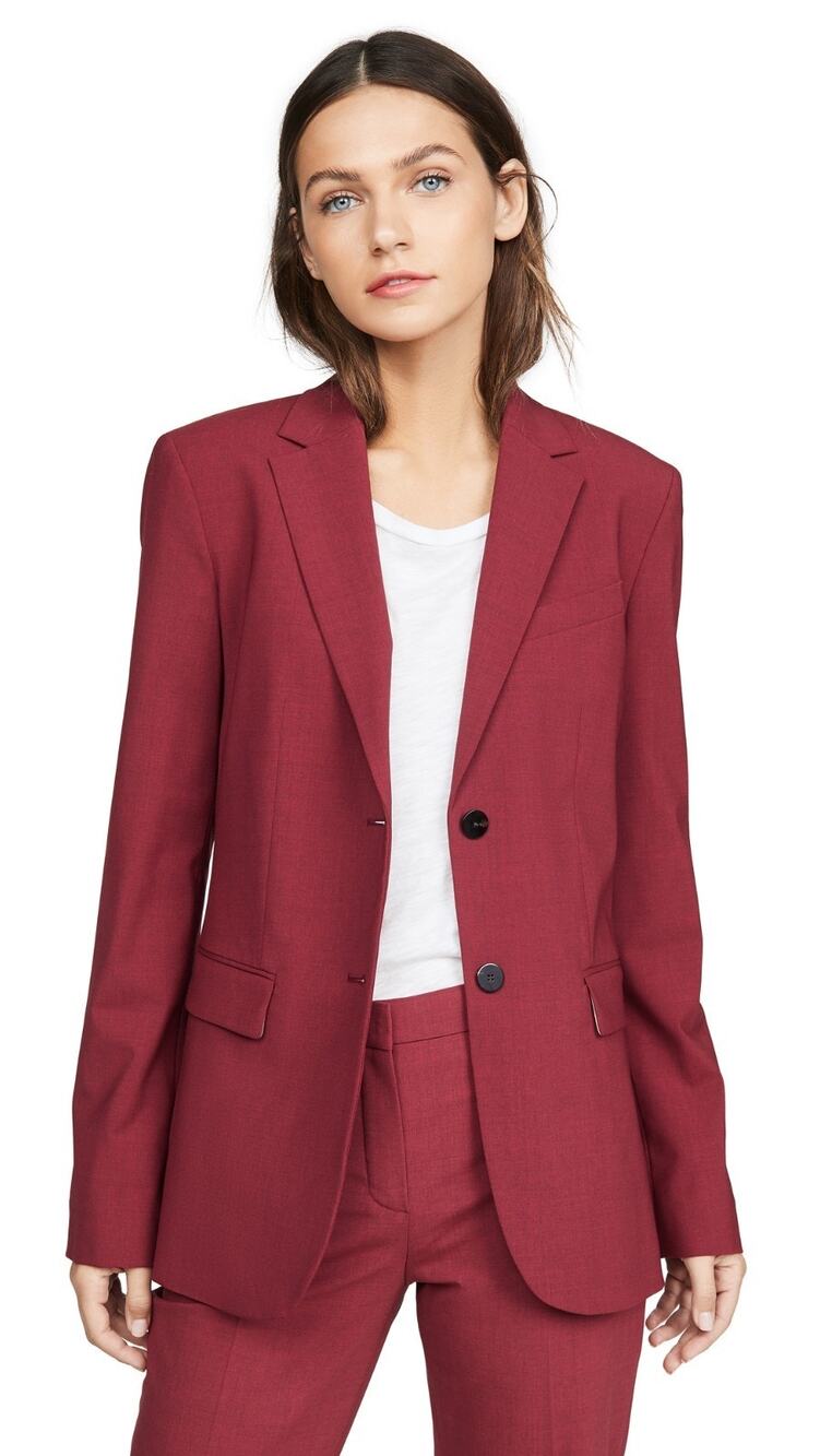 Theory Carissa Red Classic Suit Blazer Jacket Officecore Power Workwear Size 00
